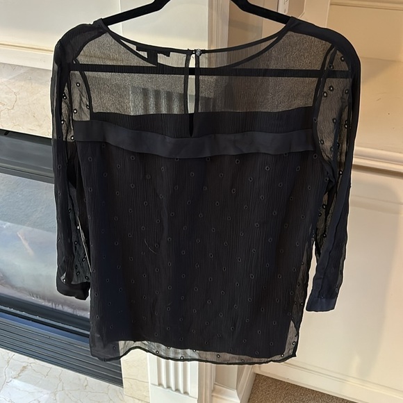 Ella Moss Black Silk Crepe Layered Crepe Embroidered Top Size Small NWT - Picture 1 of 12